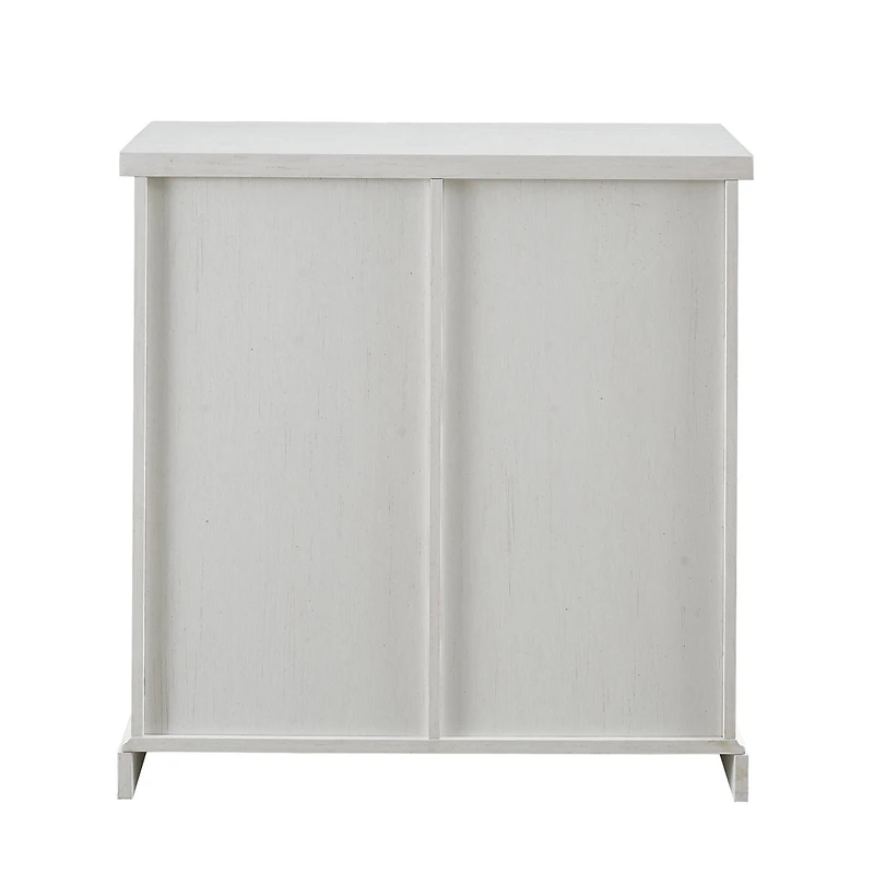Walker Edison 32" Brushed White Sliding Grooved Door Accent Console
