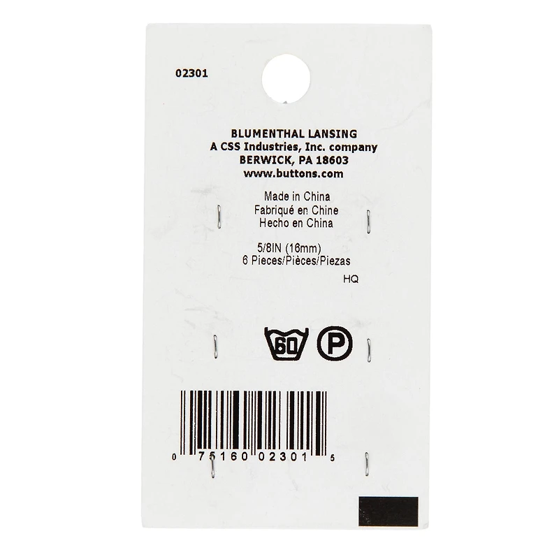 LaMode 5/8" Gray 4-Hole Buttons, 6ct.