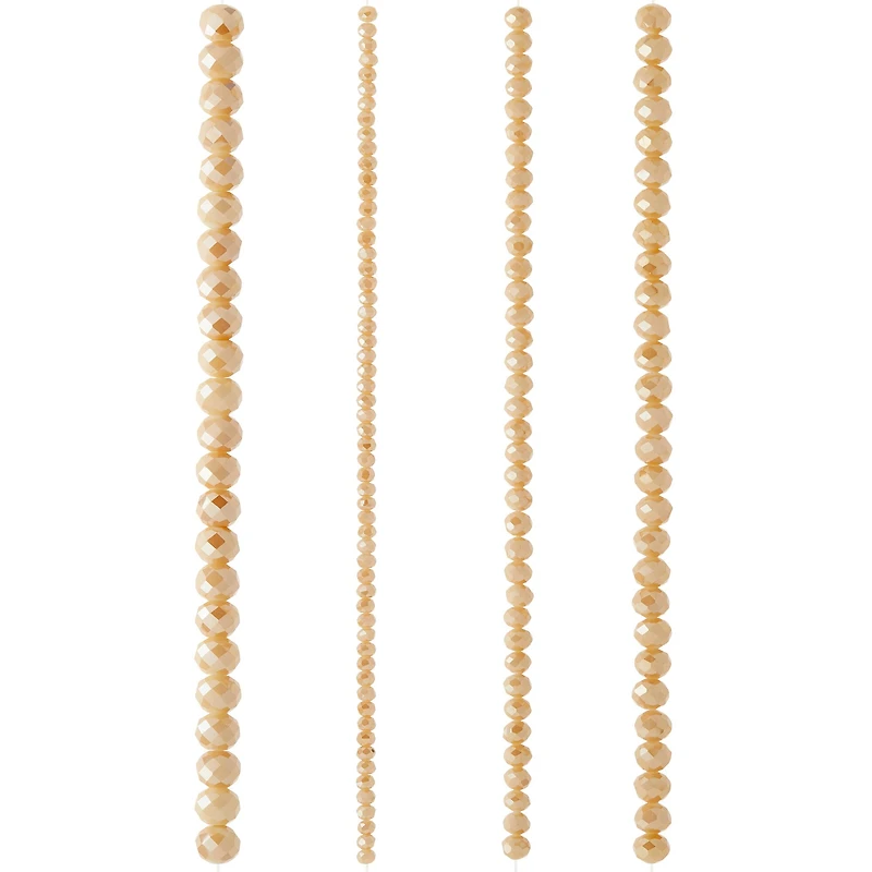 12 Packs: 4 ct. (48 total) Champagne Faceted Glass Round Beads by Bead Landing™