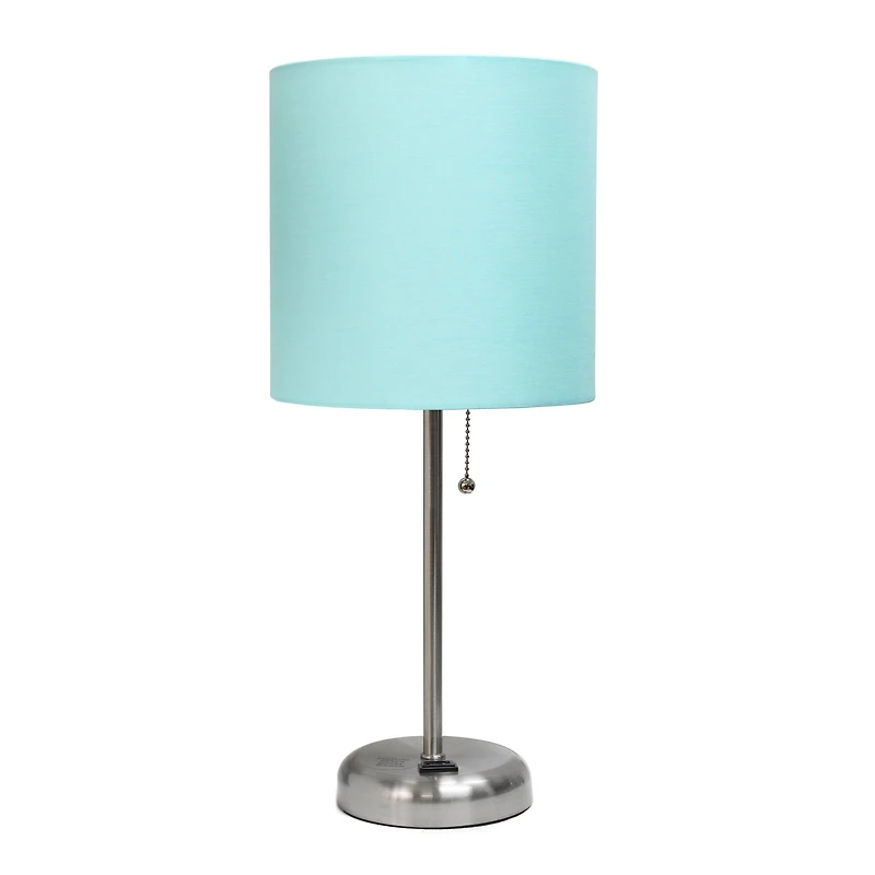 LimeLights 19.5" Stick Lamp with Charging Outlet and Fabric Shade