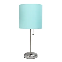 LimeLights 19.5" Stick Lamp with Charging Outlet and Fabric Shade