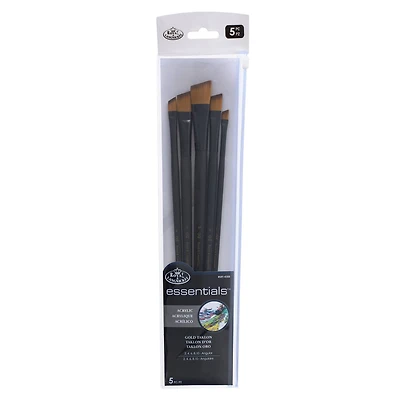Royal & Langnickel® Essentials™ Acrylic Gold Taklon 5 Piece Angular Brush Set