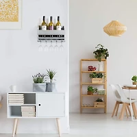 Rustic Gray Wall-Mounted Wood Wine Rack