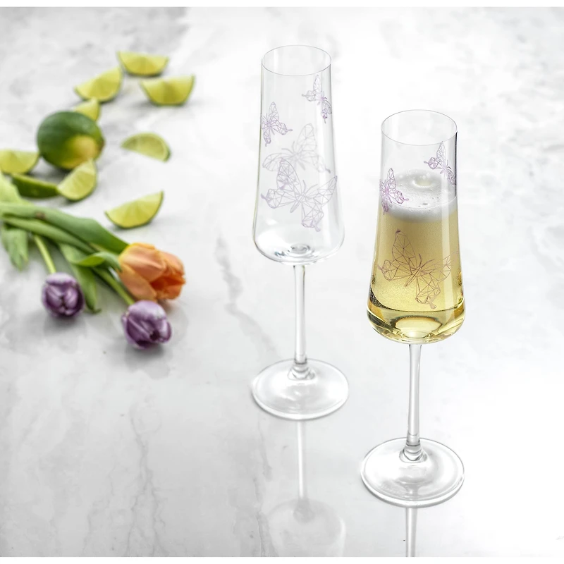 JoyJolt® 10oz. Meadow Butterfly Crystal Champagne Flute Set, 2ct.