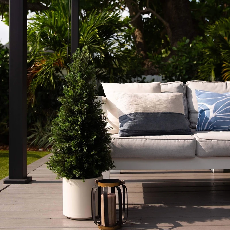 3ft. UV-Resistant Cedar Tree in White Planter