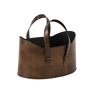 Brown Leather Vintage Magazine Holder Set