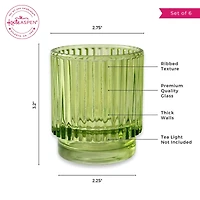 Kate Aspen Ribbed Green Glass Votive Candle Holder Set, 6ct.