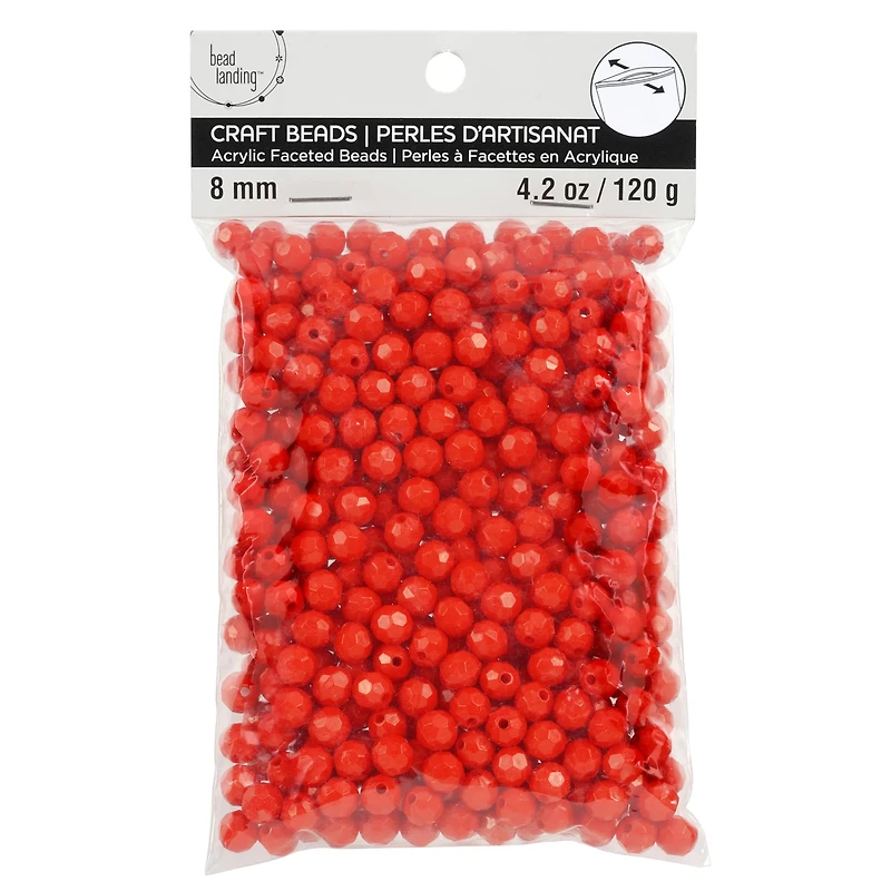 8mm Faceted Acrylic Round Craft Beads by Bead Landing
