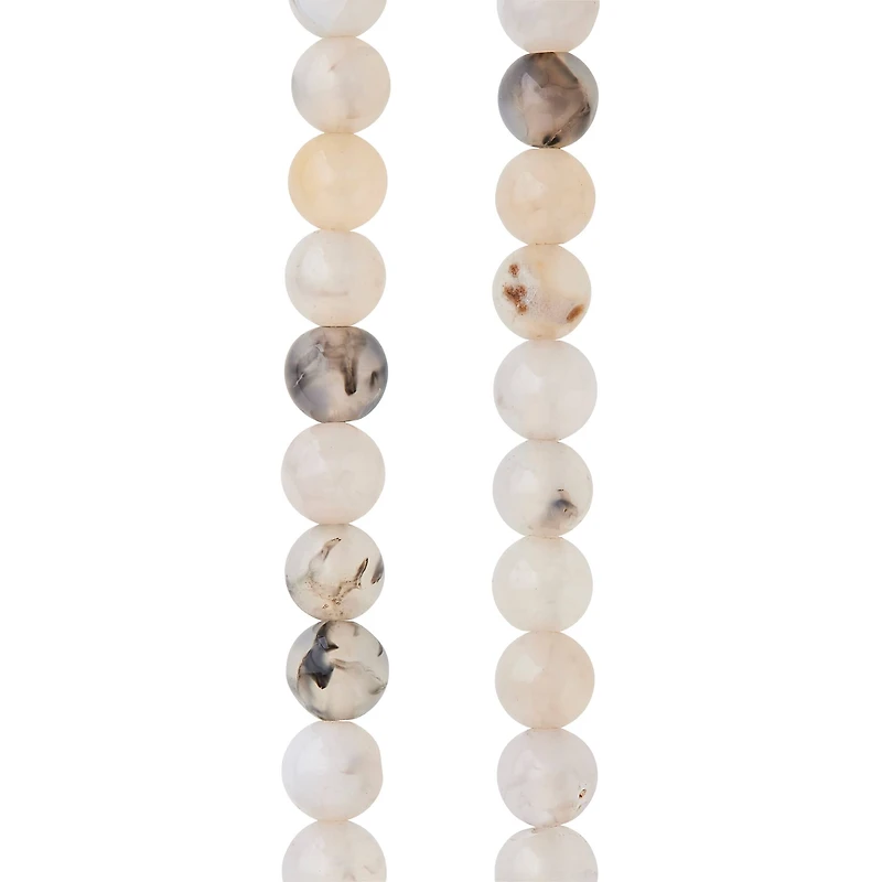 12 Pack: Light Gray Crackle Agate Round Beads, 6mm by Bead Landing™