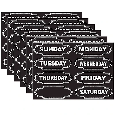 Ashley Productions Chalkboard Days of the Week Magnets, 6 Packs of 8
