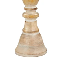 Light Brown Wood Candle Holder Set