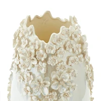 Cream Ceramic Farmhouse Vase, 16" x 9" x 9"