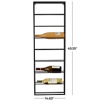 Black Metal Minimalistic 8 Bottle Wall Wine Rack with Open Style Frame