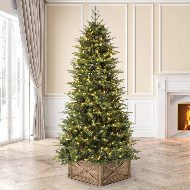 6ft. Pre-Lit Green Fir Artificial Christmas Tree with Warm White LED Lights
