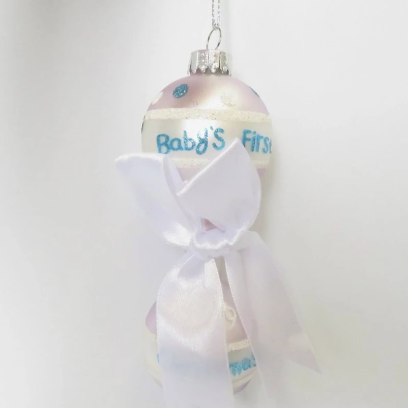 Baby Boy's First Christmas 2023 Glass Ornament - 5"