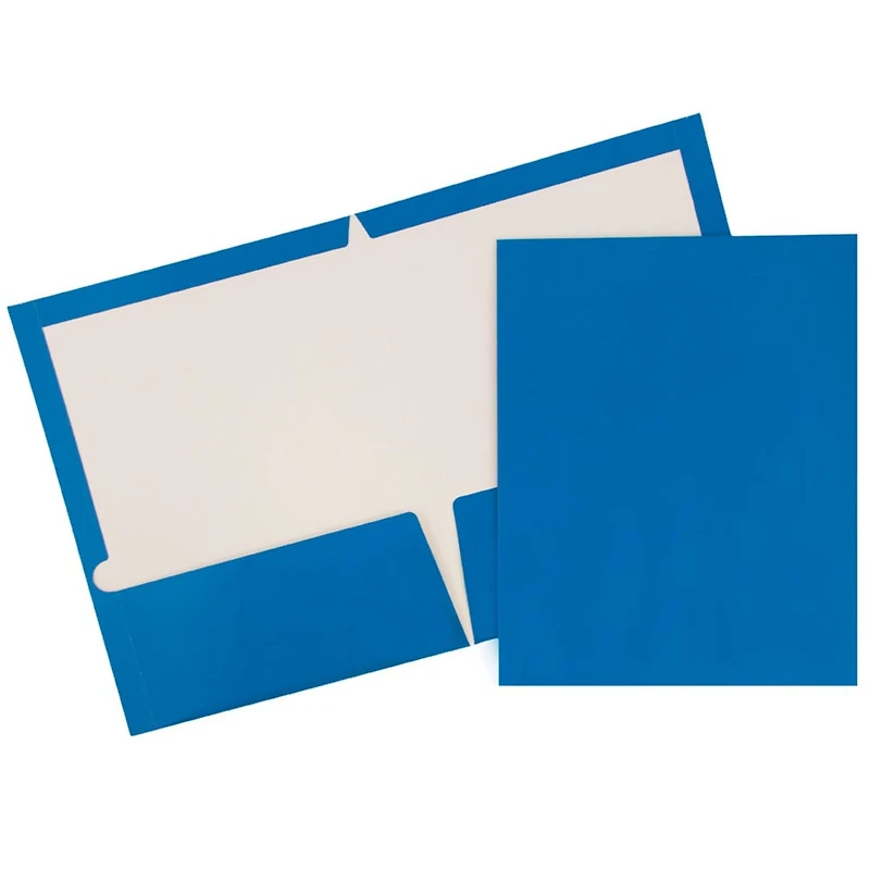 JAM Paper Primary Glossy Laminated Two Pocket Folders, 6ct.
