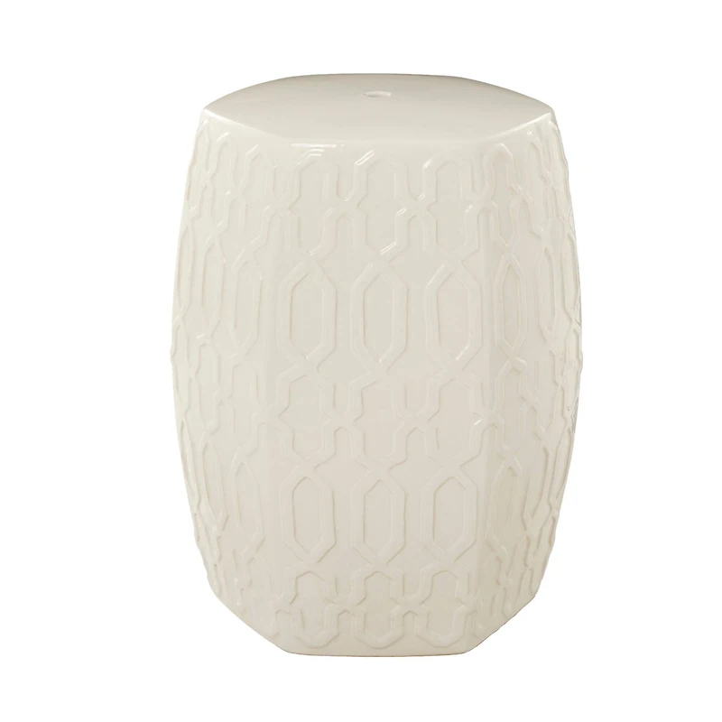 Cream Ceramic Contemporary Accent Table, 19" x 13" x 14"