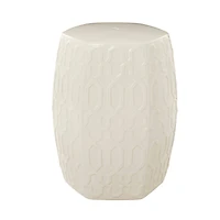 Cream Ceramic Contemporary Accent Table, 19" x 13" x 14"