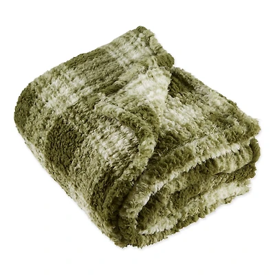 DII® Sage Farmhouse Plush Plaid Throw