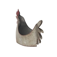 16" Gray Metal Farmhouse Chicken Planter