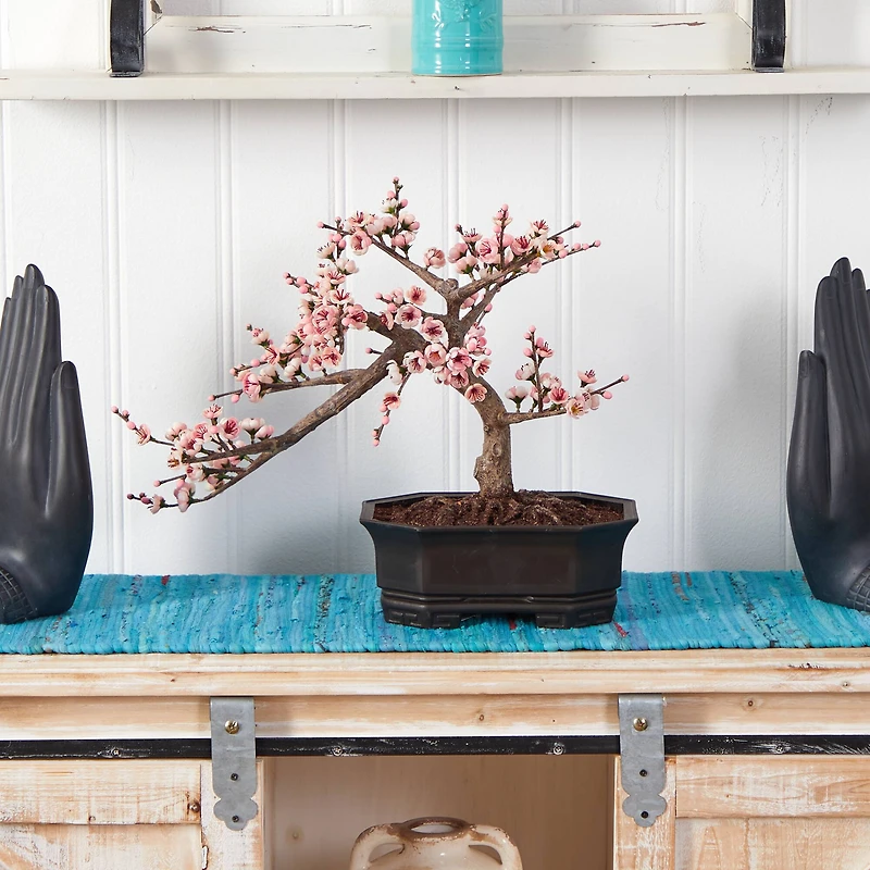 15" Potted Cherry Blossom Bonsai Silk Tree