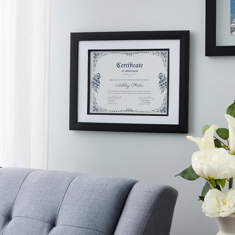 Black 8.5" x 11" Document Frame with Mat by Studio Décor®