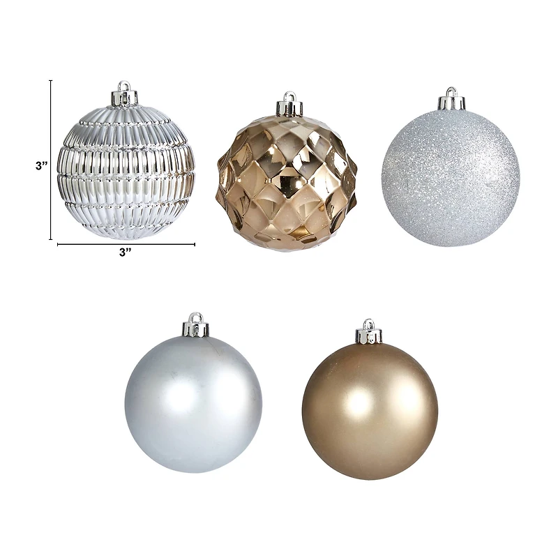 40ct. 3" Gold & Silver Shatterproof Ball Ornaments