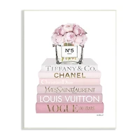 Stupell Industries Pink Rose Bouquet Fashion Style Bookstack Wall Plaque