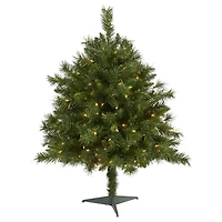 3ft. Pre-Lit Wyoming Mixed Pine Artificial Christmas Tree, Clear LED Lights
