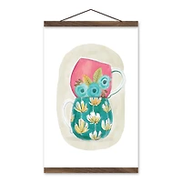 Stacked Mugs Teak Hanging Canvas