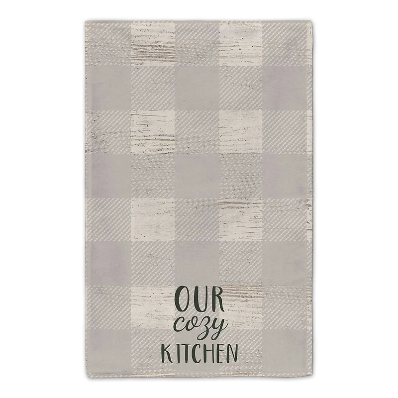 Our Cozy Kitchen Gray Check Tea Towel - Set of 2
