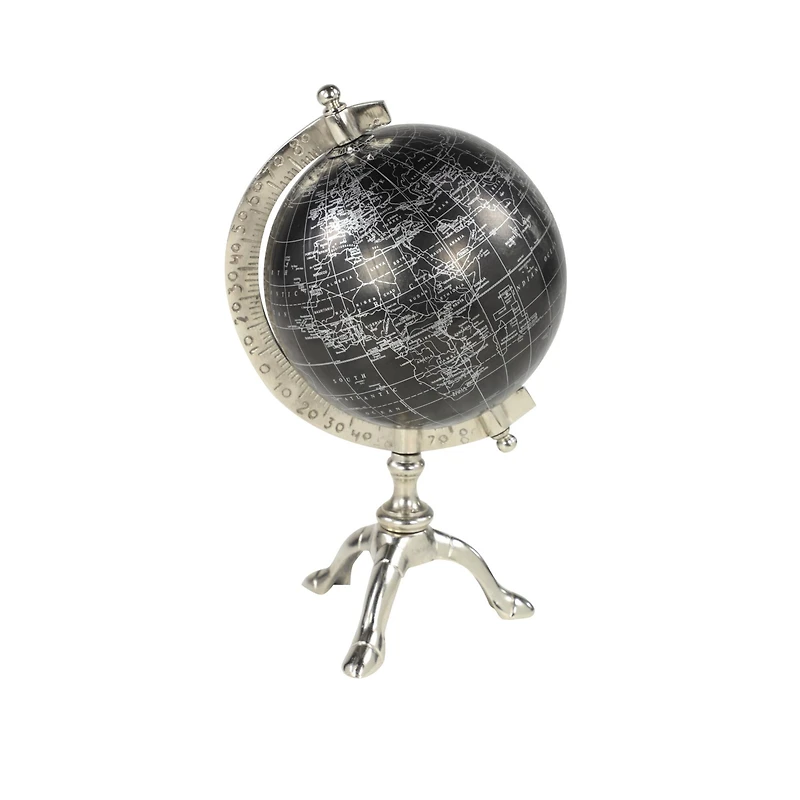 12" Rustic Black Globe with Silver Aluminum Stand