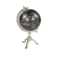 12" Rustic Black Globe with Silver Aluminum Stand