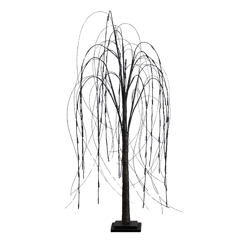 4ft. Orange & Purple LED Pre-Lit Halloween Black Willow Artificial Fall Tree