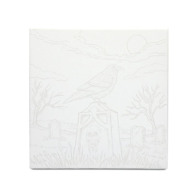 11" x 11" Crow in Graveyard Canvas Painting Kit by Craft Smart®