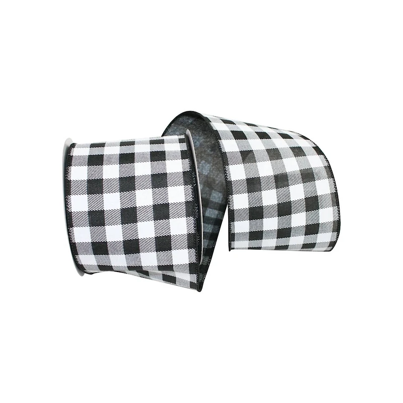 Reliant 4" x 10yd. Gingham Print Taffeta Wired Ribbon
