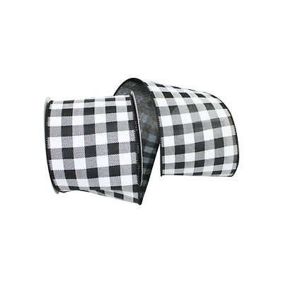 Reliant 4" x 10yd. Gingham Print Taffeta Wired Ribbon