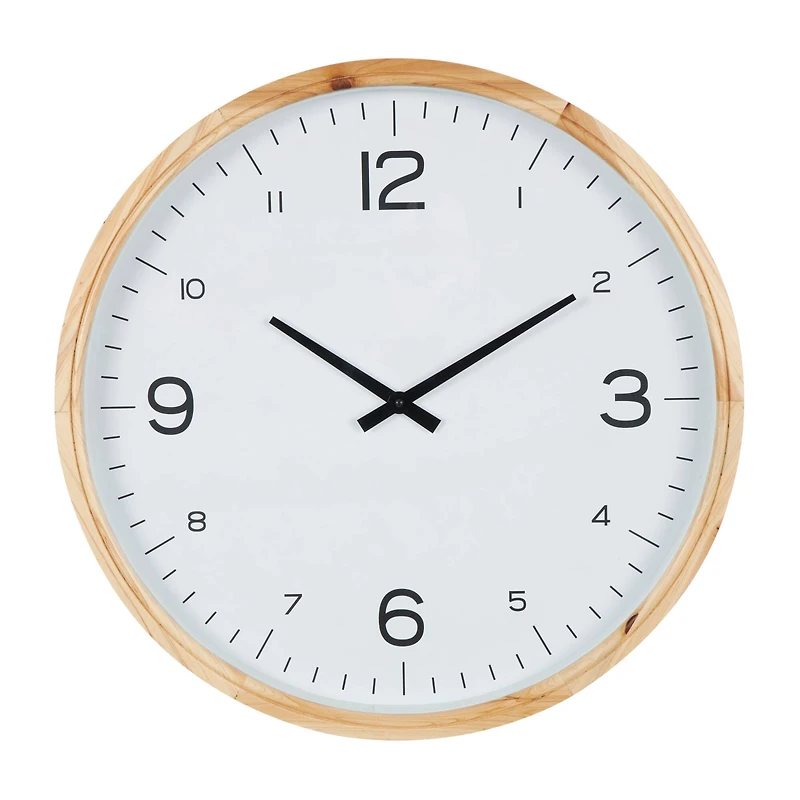 23" Light Brown Framed Wall Clock
