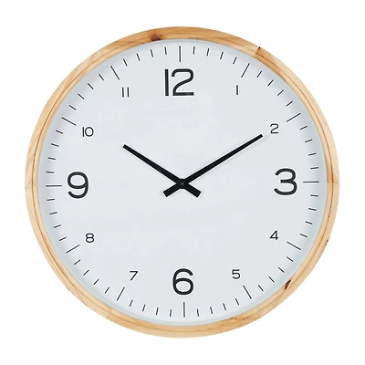 23" Light Brown Framed Wall Clock