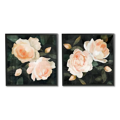 Stupell Industries Country Rose Garden Pink Green Nature Flower Painting,12" x 12"