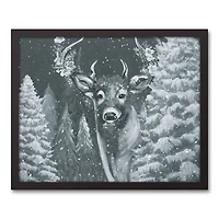 Neutral Painted Deer Black Framed Canvas Wall Art