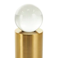 Brushed Gold Metal Geometric Cylinder Posts with Glass Orb Sculpture Set