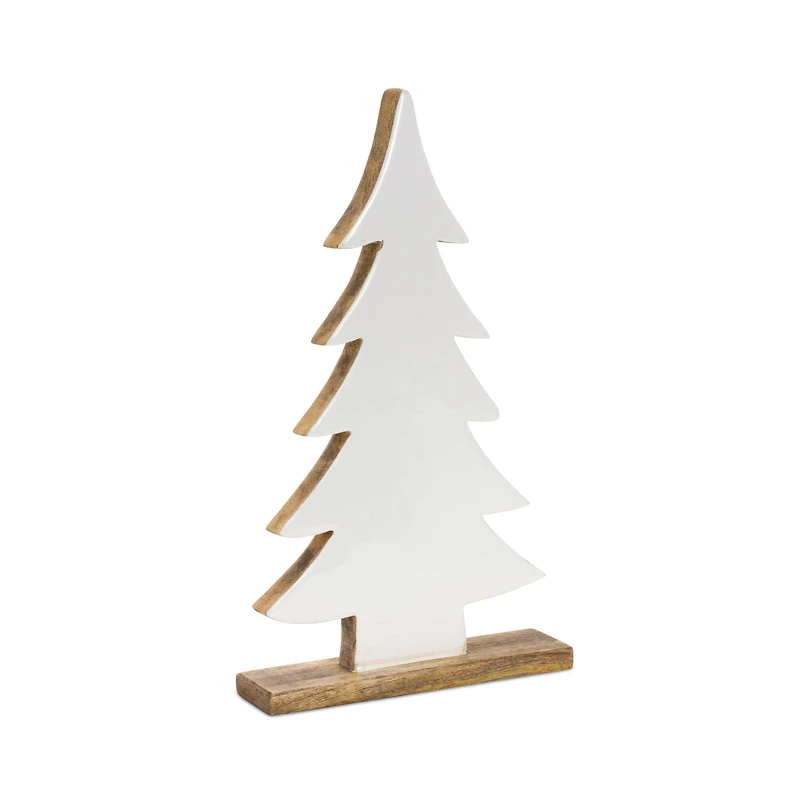 White Pine Tree on Natural Wood Base Set