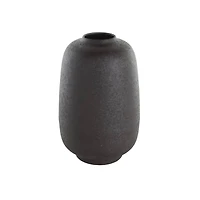 12" Black Textured Rounded Metal Vase