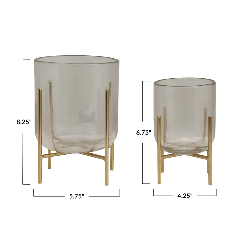Hello Honey® Gold Finish Vases & Candle Holders With Metal Stands Set