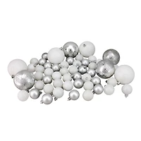 125ct. Winter White & Silver Shatterproof 4-Finish Christmas Ornaments