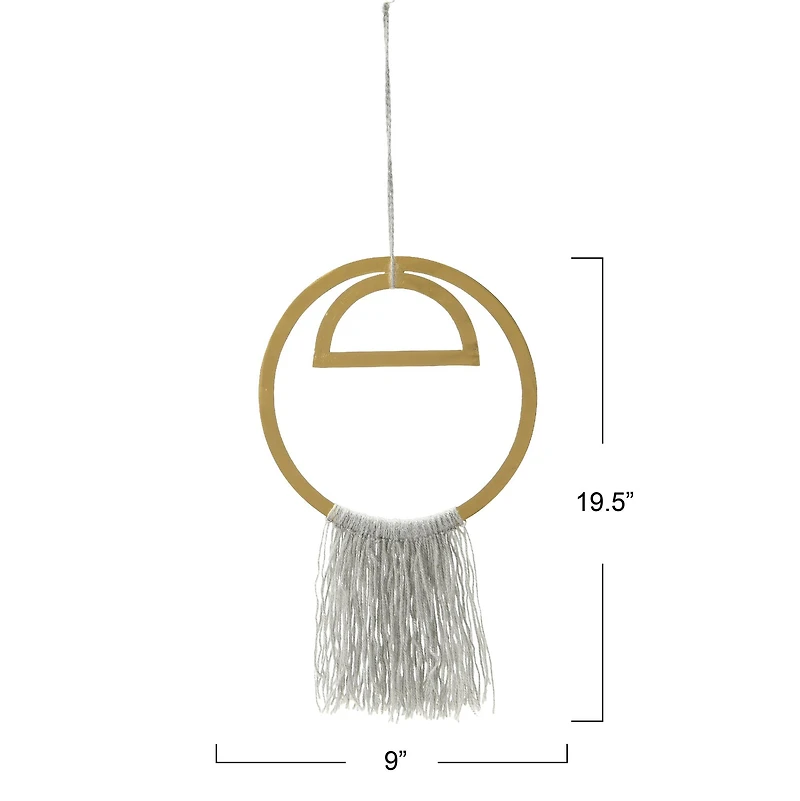 Hello Honey® Gold Round Metal Wall Hanging with Tassel