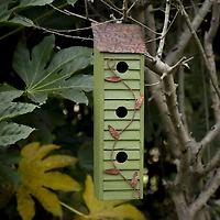 Glitzhome® 18" Green Window-Blinds Distressed Solid Wood Birdhouse