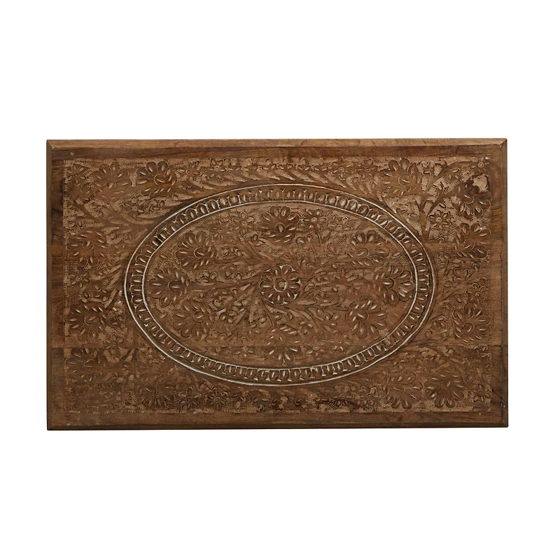 White Mango Wood Farmhouse Accent Table, 24" x 22" x 14"