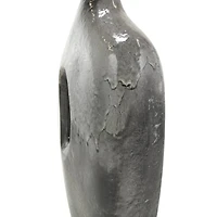 Gray Paper Mache Marble Inspired Decorative Vase with Cutout Handle